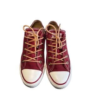 Converse the chuck taylor low top burgundy leather shoe lace men’s 4, women’s 6
